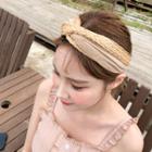 Rattan-woven Knotted Hair Band Beige - One Size