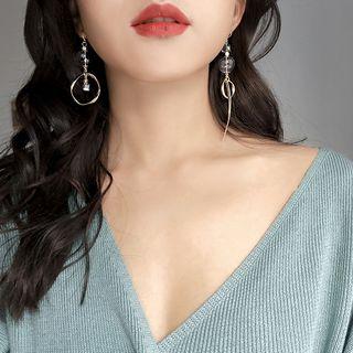Non-matching Glass Bubble Twisted Hoop Dangle Earring