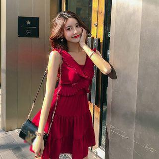 Sleeveless Ruffled Pleated Dress