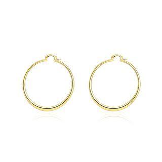 Simple And Fashion Plated Gold Geometric Round Earrings Golden - One Size