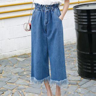 Capri Wide-leg Fringe Jeans