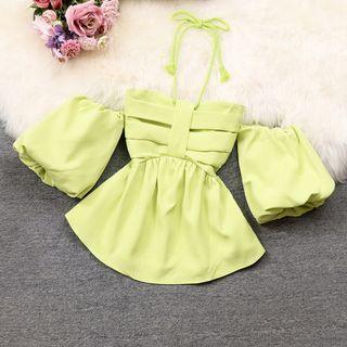 Off-shoulder Ruffle Halter Blouse