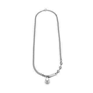 Faux Pearl Pendant Stainless Steel Necklace