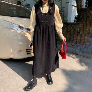 Corduroy Midi A-line Overall Dress / Blouse