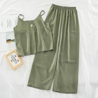 Set: V-neck Camisole + Wide-leg Pants