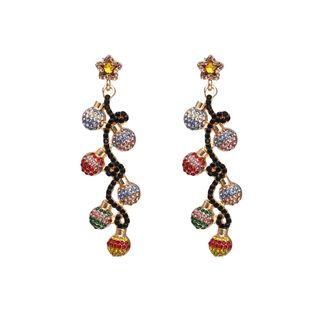 Rhinestone Ball Dangle Earring 1 Pair - As Shown In Figure - One Size
