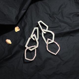 Geometric Drop Earring 1 Pairs - 925 Silver Needle - Gold - One Size