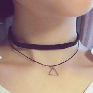 Geometric Pendant Layered Choker