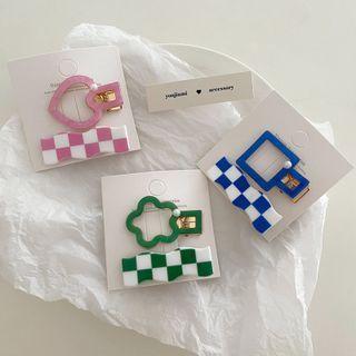 Set: Faux Pearl Hair Clip + Checkerboard Hair Clip