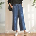 Band-waist Wide-leg Jeans With Sash