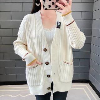 Applique Contrast Trim Cardigan