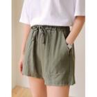Patch-pocket Linen Blend Shorts