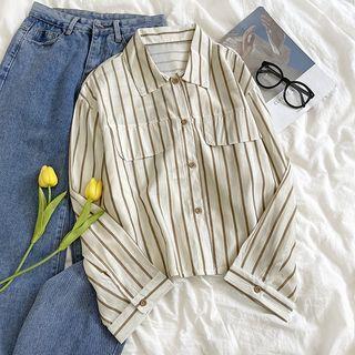 Striped Shirt Dark Khaki Stripes - Off-white - One Size