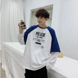 Couple-matching Long-sleeve Mock Two-piece T-shirt