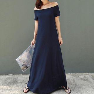 Short-sleeve Off-shoulder Maxi Dress