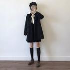 Button Coat / Long-sleeve Bow-accent Dress