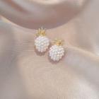 Faux Pearl Pineapple Earring 1 Pair - E2056 - Silver - Pineapple & Faux Pearl - One Size