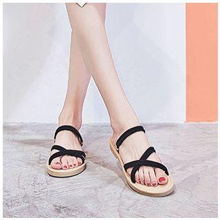 Double Cross Strap Flat Sandals