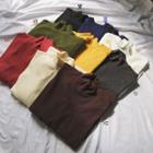 Long-sleeve Plain Mock-neck Top