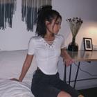 Lace-up V-neck Crop Top