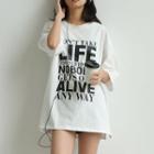 Lettering 3/4-sleeve T-shirt White - One Size