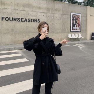 Plain Faux Shearling Button-up Oversize Coat