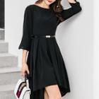 3/4-sleeve A-line Fishtail Dress