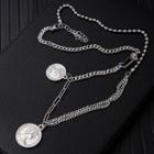 Coin Layered Necklace Silver - 60cm