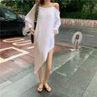 Asymmetric Long-sleeve Cold Shoulder T-shirt Dress