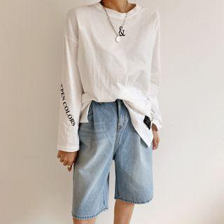 Letter Tag-detail Longline T-shirt