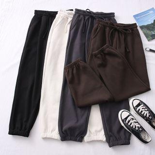 Drawcord Loose-fit Wool Harem Pants