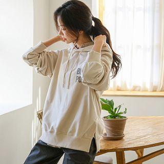 Pastel Letter Slit-side Hoodie
