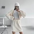 Set: Hooded Cropped Jacket + Mini A-line Skirt