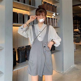 Striped Blouse / Contrast Trim Tank Top / Jumper Shorts