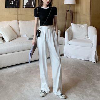 Color Block T-shirt / Wide Leg Pants