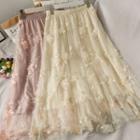 Lace Embroider Mesh Skirt