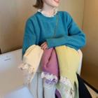 Lace-trim Panel Knit Sweater