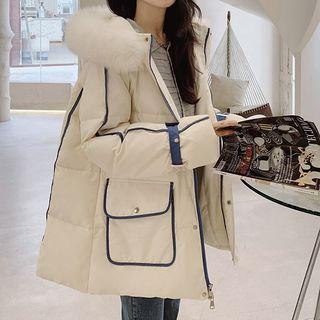 Contrast Trim Hooded Zip Padded Jacket