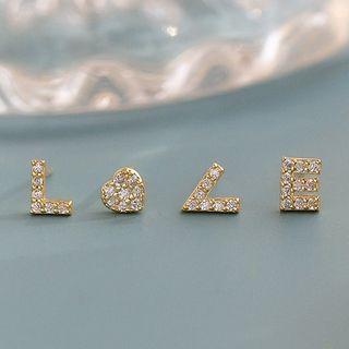 Love Lettering Rhinestone Sterling Silver Earring
