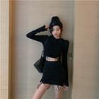 Set: Hooded Top + Mini Skirt