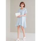 Short-sleeve Ruffle-hem Tie-back Dress