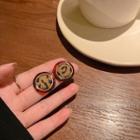 Leopard Print Circle Stud Earring 1 Pair - Brown - One Size