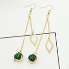 Gemstone & Metal Rhombus Fringed Earring