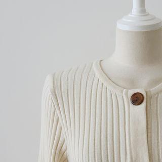 Button-detail Ribbed Knit Top