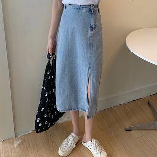 Denim A-line Midi Dress