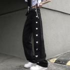 High-waist Heart Embroidered Sweatpants