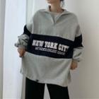 Long-sleeve High-neck Zip Printed Sweatshirt