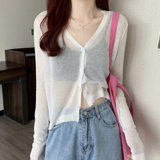 Button-up Plain Knit Shirt
