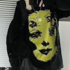 Portrait Print Wide Long-sleeve T-shirt