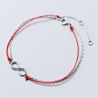 925 Sterling Silver Infinity Red String Layered Bracelet